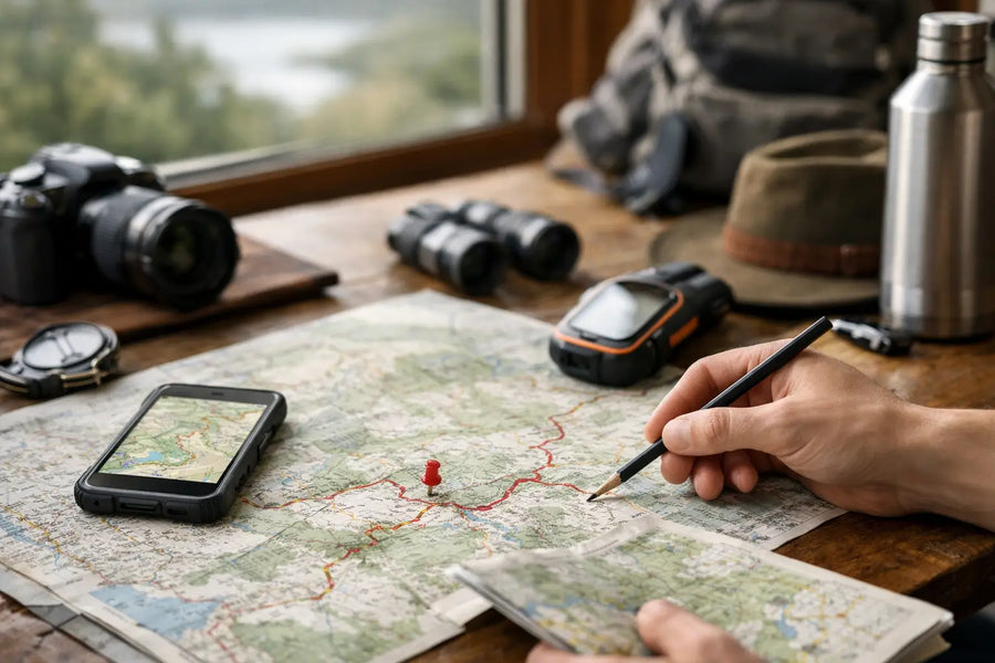 Exploratieroute met offline kaarten plannen